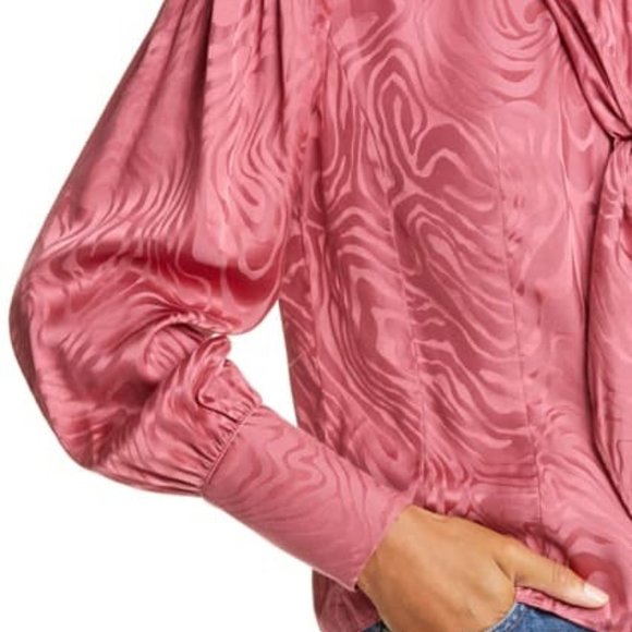 Rebecca Taylor Tie Neck Long Sleeve Silk Blouse - Picture 3 of 5